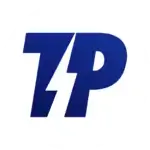 Blue TP logo with lightning bolt design